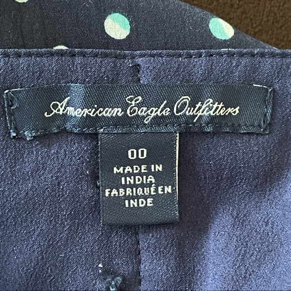 American Eagle Cap Sleeve Blue Polka Dot Mini Dress Size 00 - Picture 2 of 14